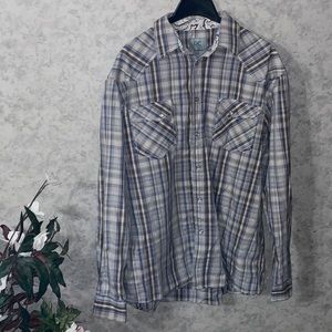 Mens GC Blue Vintage Collection Snap Button Long Sleeve Shirt